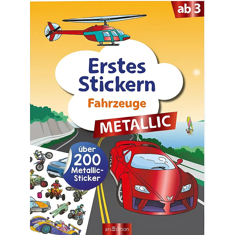 ars Edition Erstes Stickern Metallic  Fahrzeuge