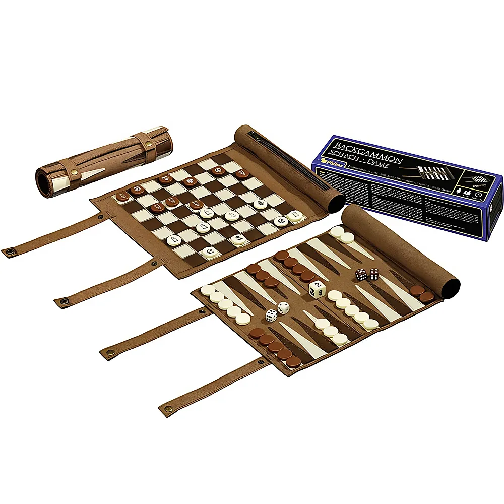 Philos Spiele Reise Schach-Backgammon-Dame-Set