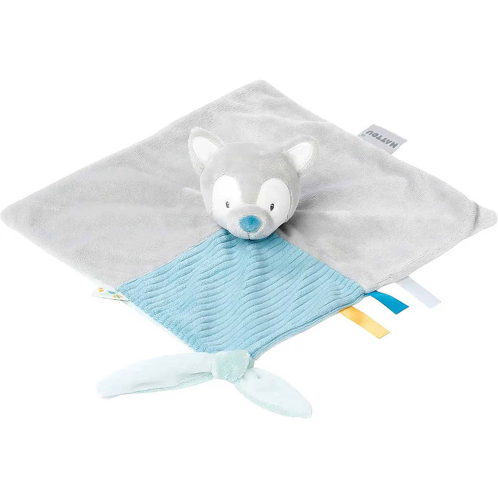 meinspielzeug - Nattou Schnuffeltuch Wolf Tiloo mit Befestigung f�r Schnuller 27cm | Schmuset�cher