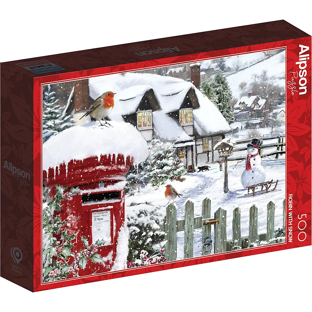Alipson Puzzle Rotkehlchen mit Schnee - 500 Teile