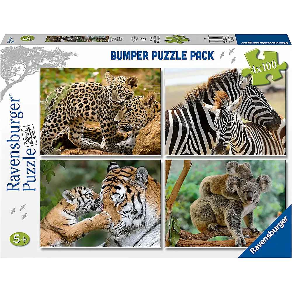 Ravensburger Puzzle 4in1 Wilde Tiere - 100 Teile