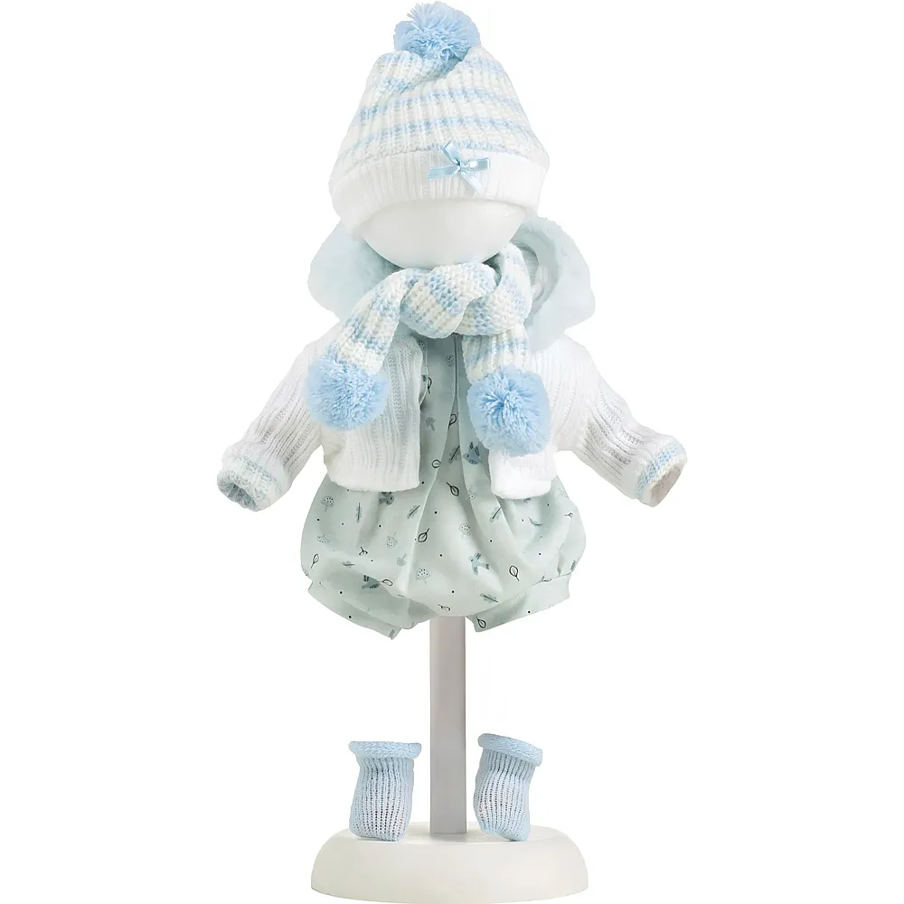 Llorens Winter-Kleiderset Weiss/Blau - 38 cm | Puppenkleider