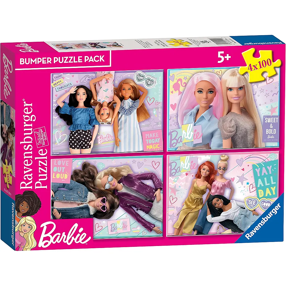 meinspielzeug - Ravensburger Puzzle 4in1 Barbie Bumper Pack 100Teile | Puzzle 10-104 Teile