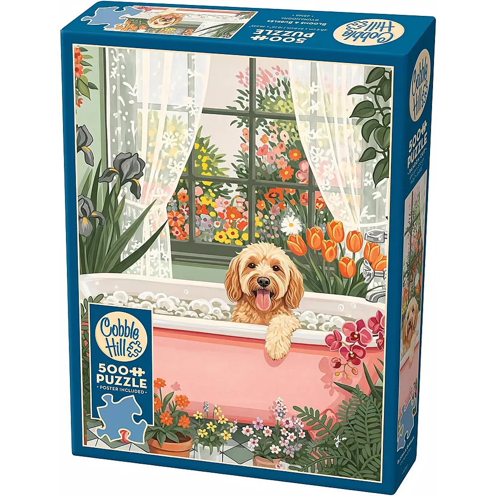 Cobble Hill Puzzle Hund in Badewanne - Bl�ten und Blasen 500Teile