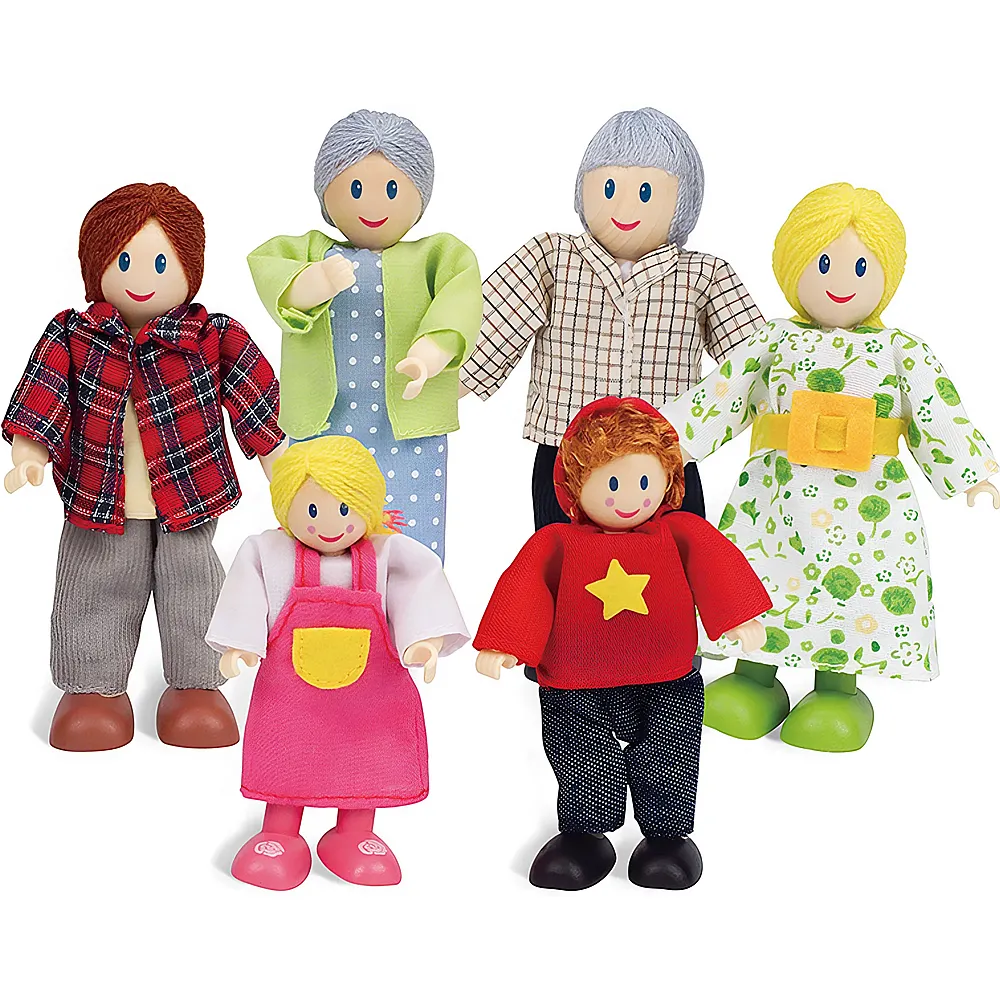 Hape Puppenhaus Puppenfamilie helle Hautfarbe 6Teile