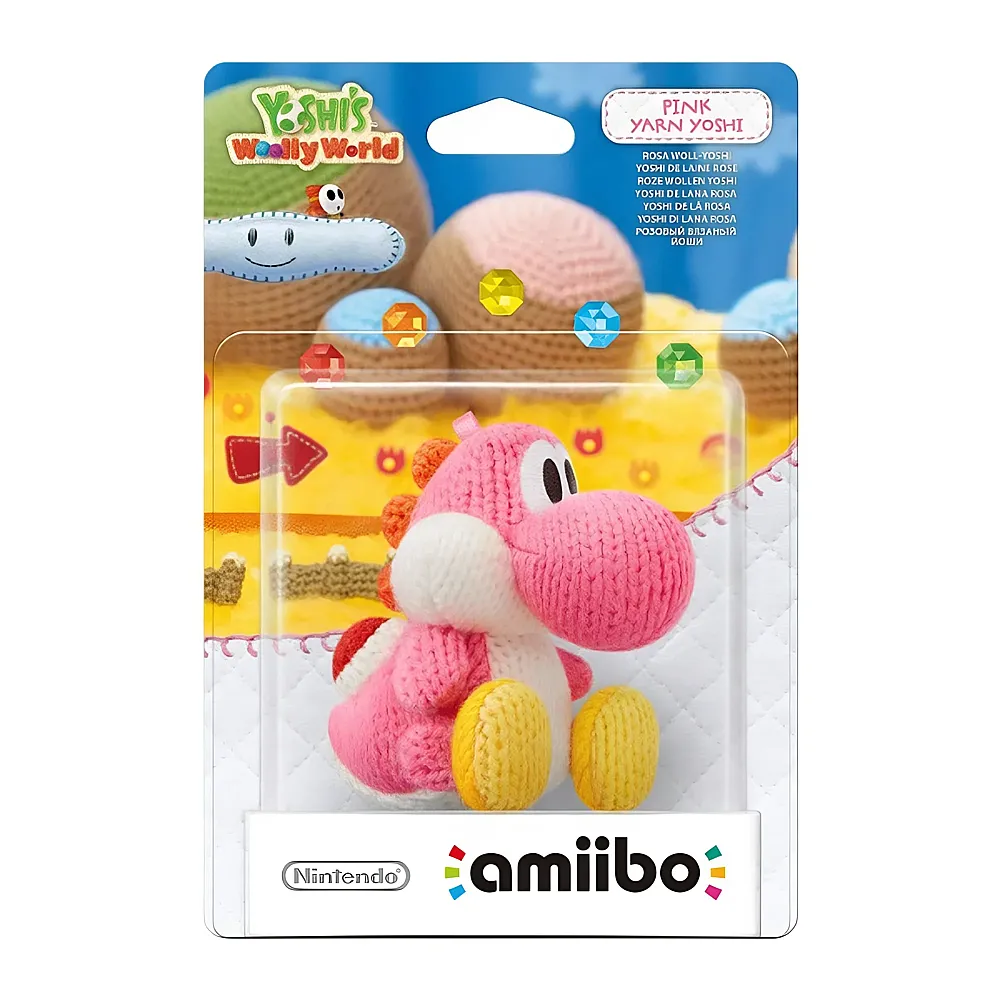 Nintendo amiibo Yoshis Woolly World Character - Yarn Yoshi pink