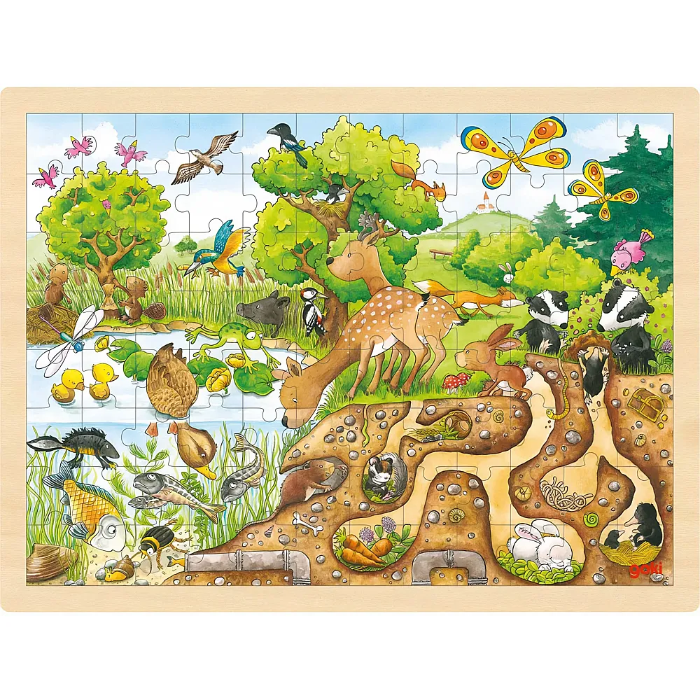 Goki Puzzle Erlebnis Natur 96Teile | Rahmenpuzzle