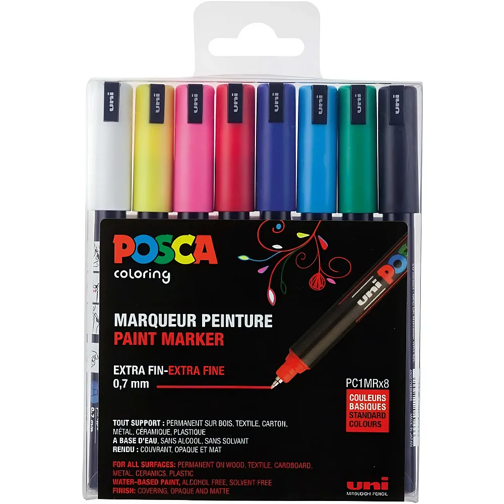 Uni Posca Permanent-Marker 0,7mm - 8 Teile
