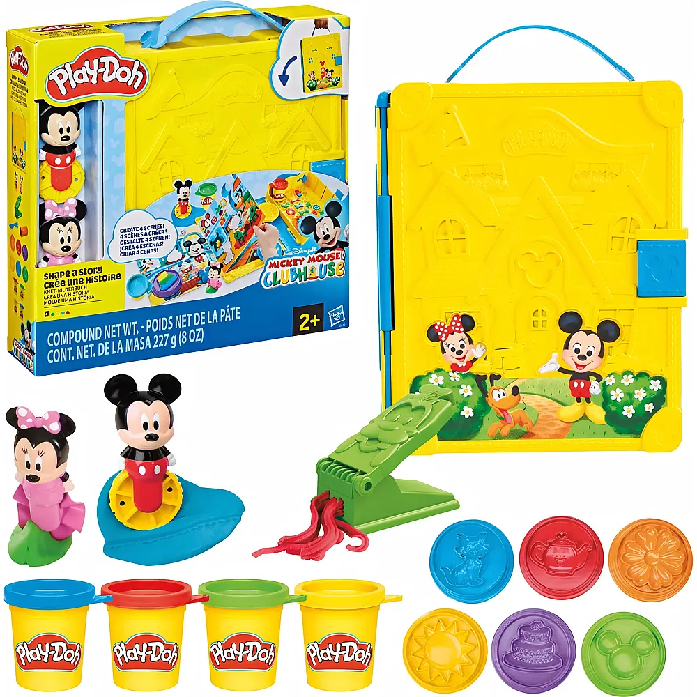 Play-Doh Disney Junior Mickey Mouse Knet Bilderbuch Spielset, 4 Dosen