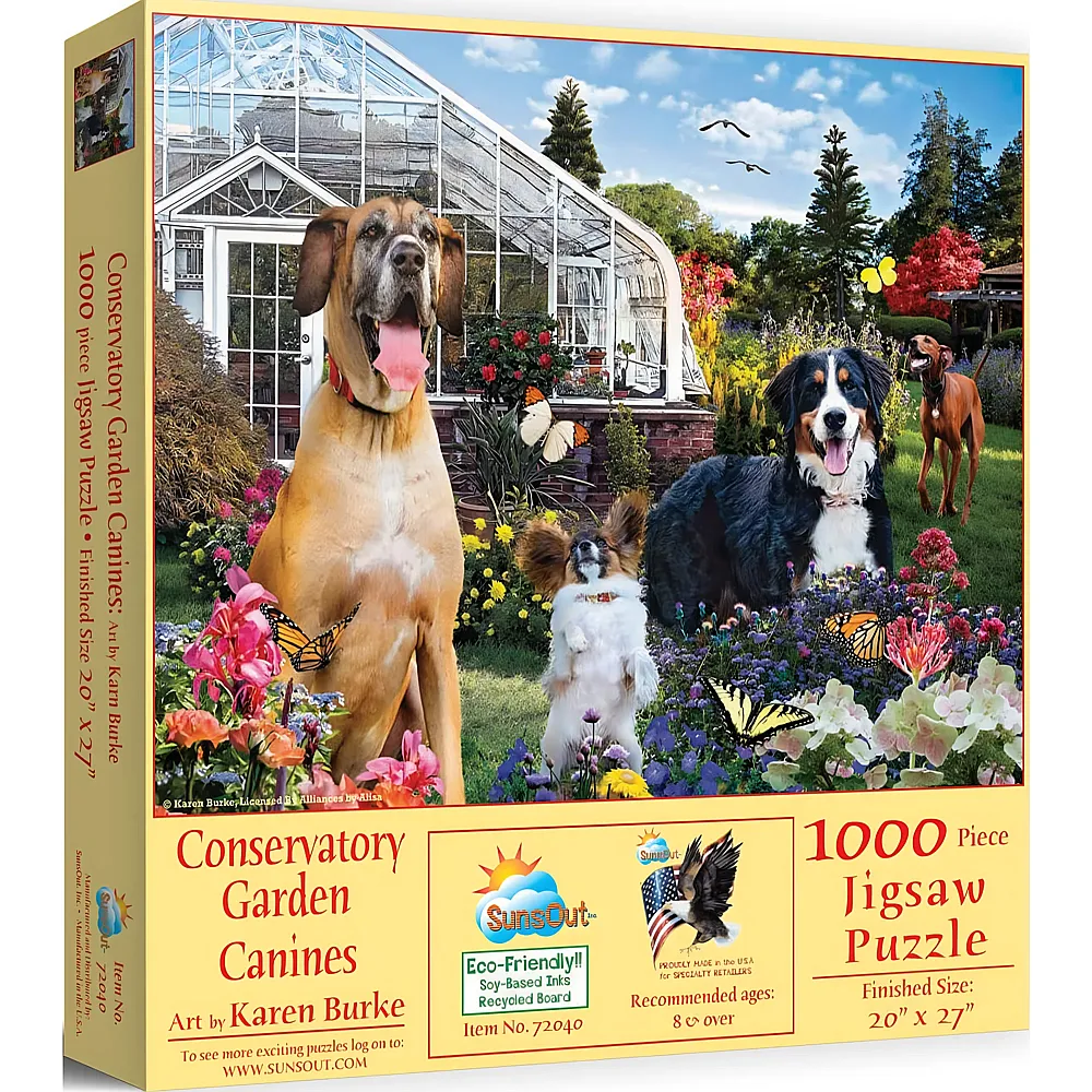 SunsOut Puzzle Karen Burke Conservatory Garden Canines - 1000 Teile
