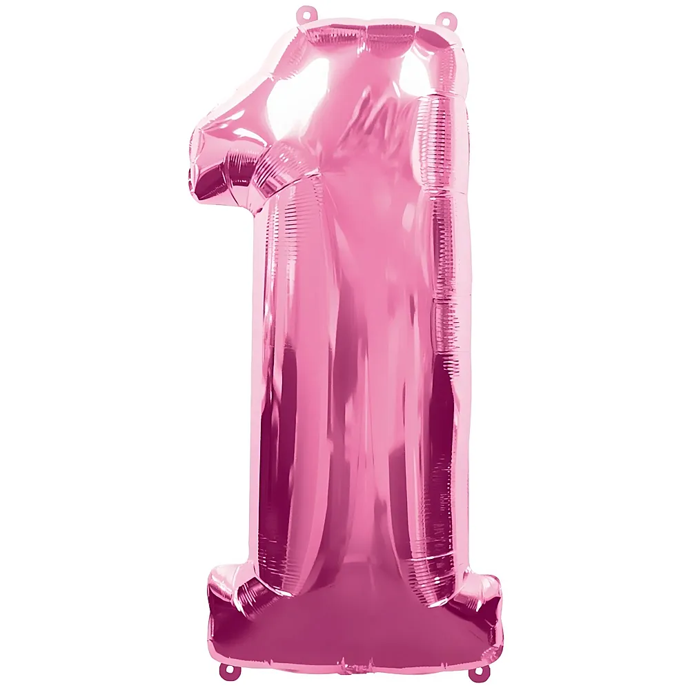 Amscan Zahlen Pink Folienballon Nummer 1 Pink 86cm | Kindergeburtstag