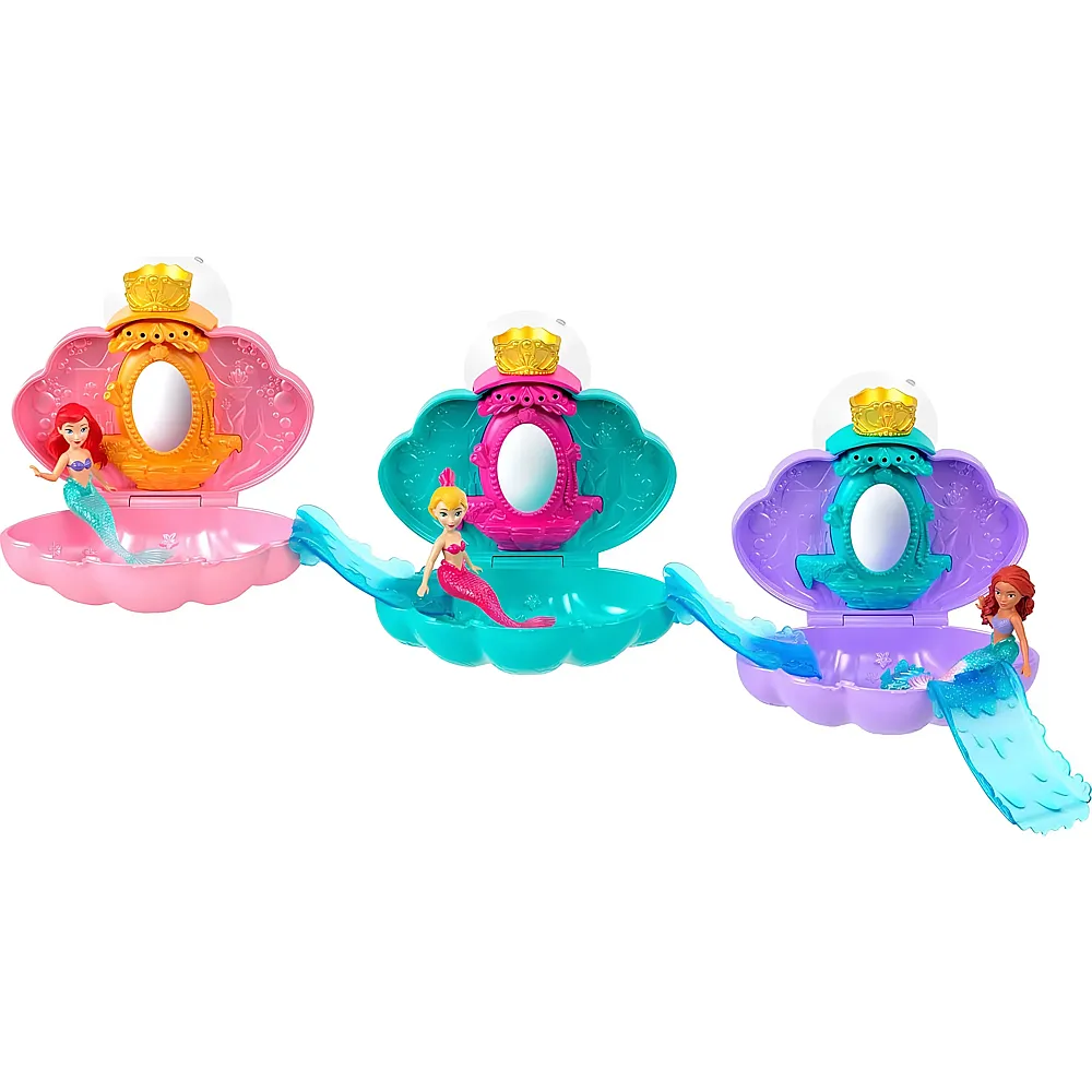 meinspielzeug - Mattel Disney Princess Mermaid Bath Reveal, Kleine Puppen, 3-fach ass., Muschel, Saugnapf, ab 3 J.