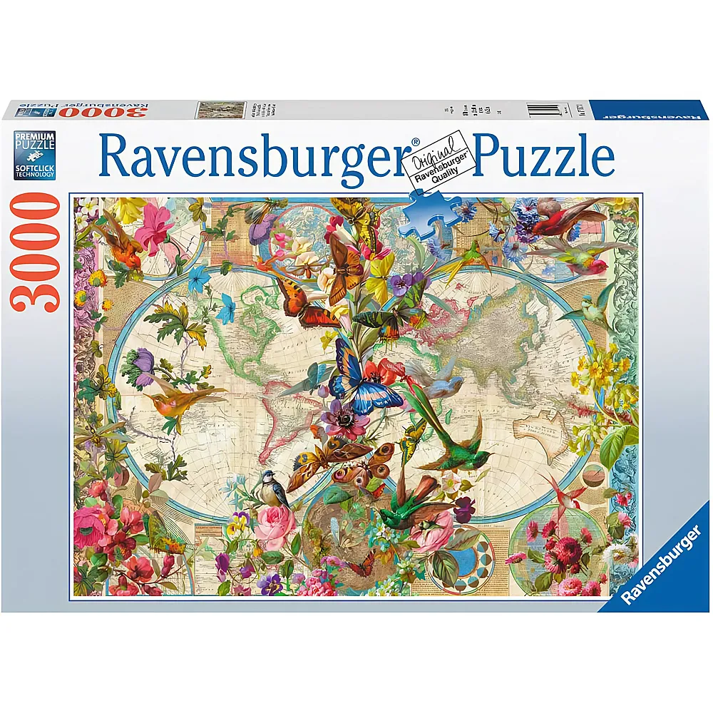 Ravensburger Puzzle Weltkarte mit Schmetterlingen 3000Teile