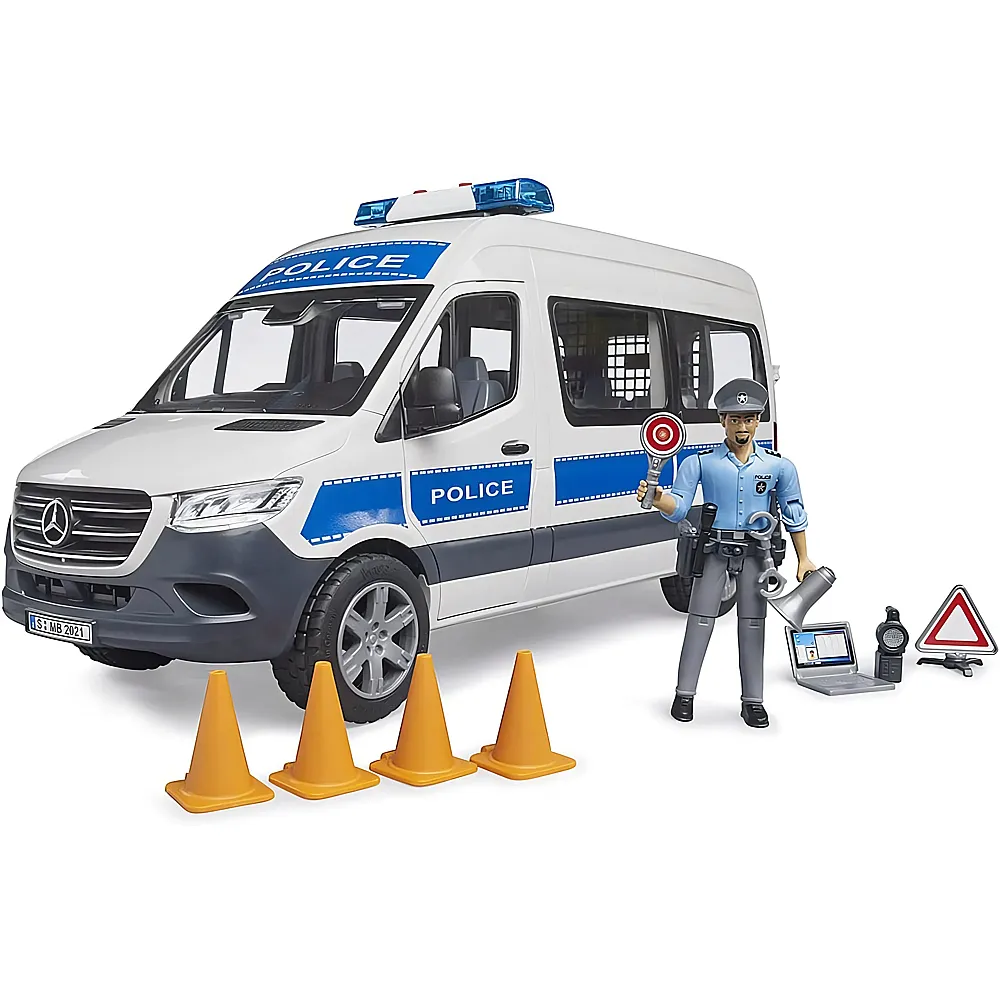 Bruder Mercedes MB Sprinter Polizei Einsatzfahrzeug mit Polizist, Licht- und Soundmodul