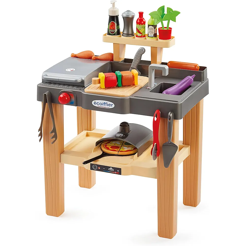 Ecoiffier Sommerk�che mit Grill und Pizzaofen 27Teile