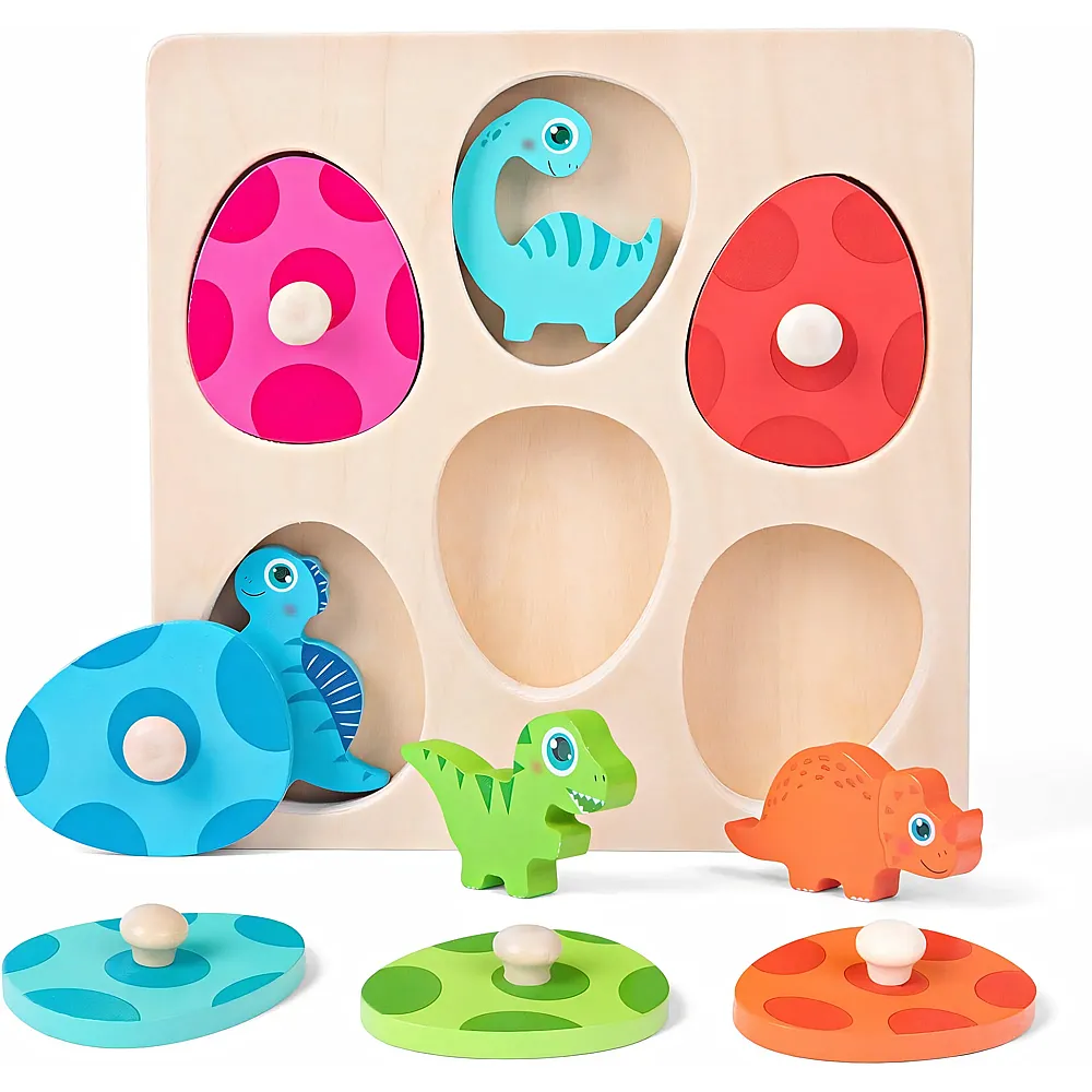 meinspielzeug - LZDMY Holzpuzzle Montessori Dino Eier 12Teile