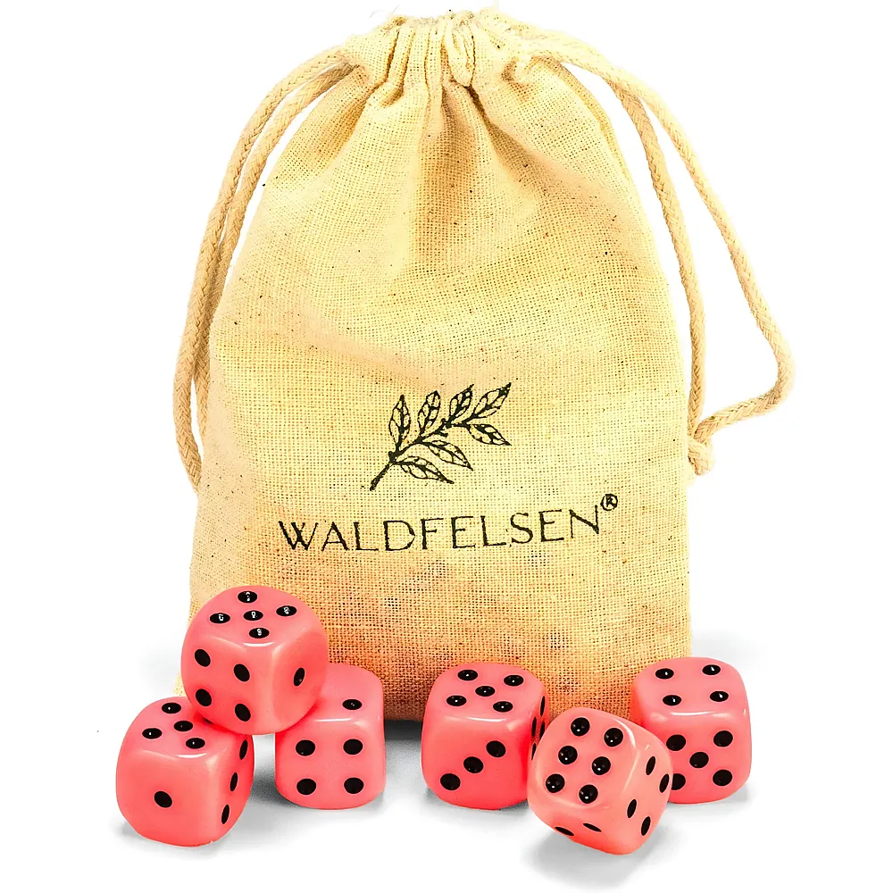 Waldfelsen Hochqualitative W�rfel von  Standardgr�sse 16mm Rosa - 6 Teile