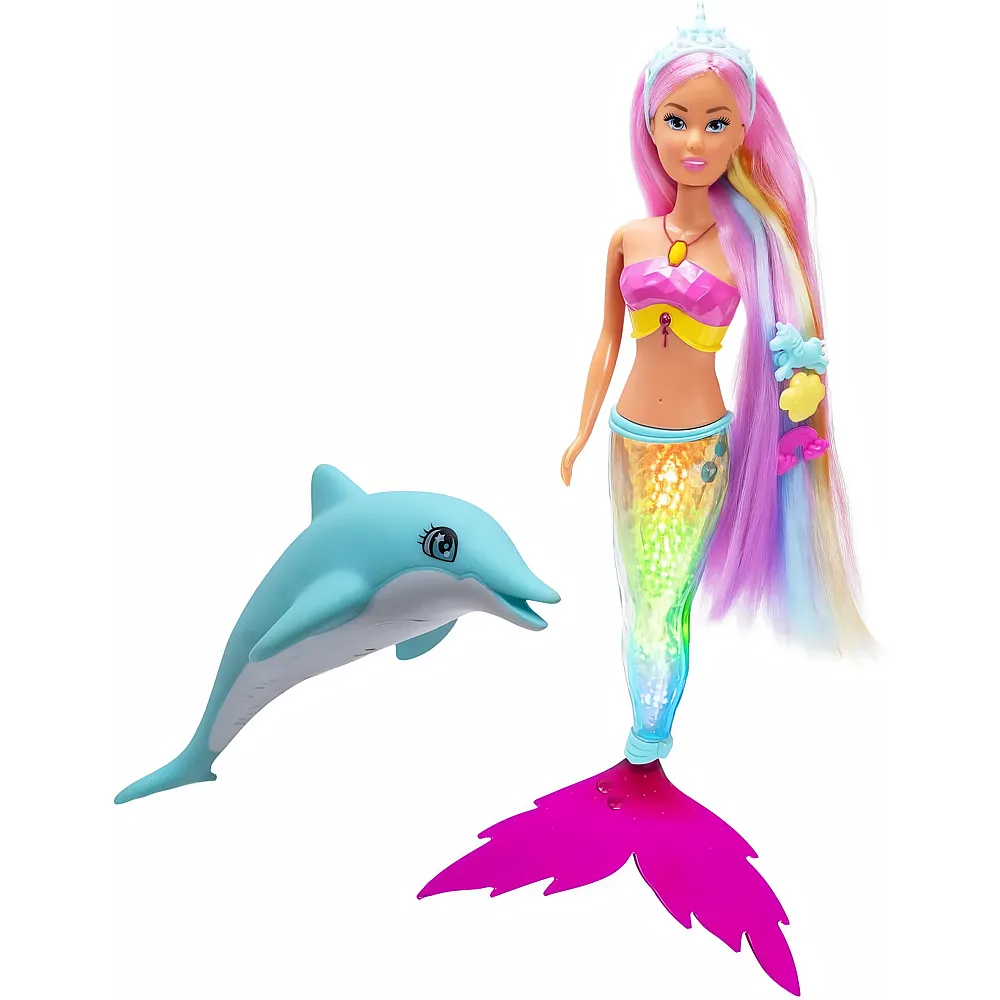 Simba Steffi Love Mermaizing  Meerjungfrau-Puppe mit Regenbogen-Lichtfunktion