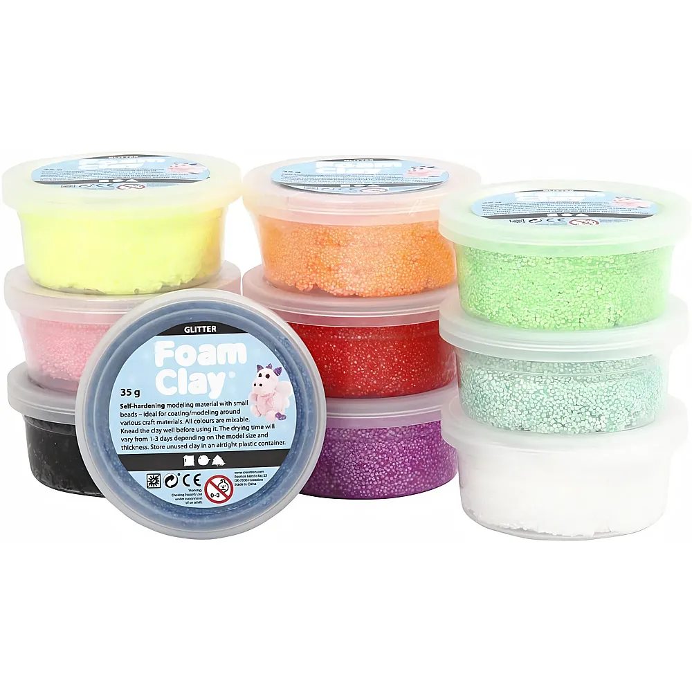 Creativ Company Modelliermasse Foam Clay Glitzer - 10 Teile | Farbe & Kreide