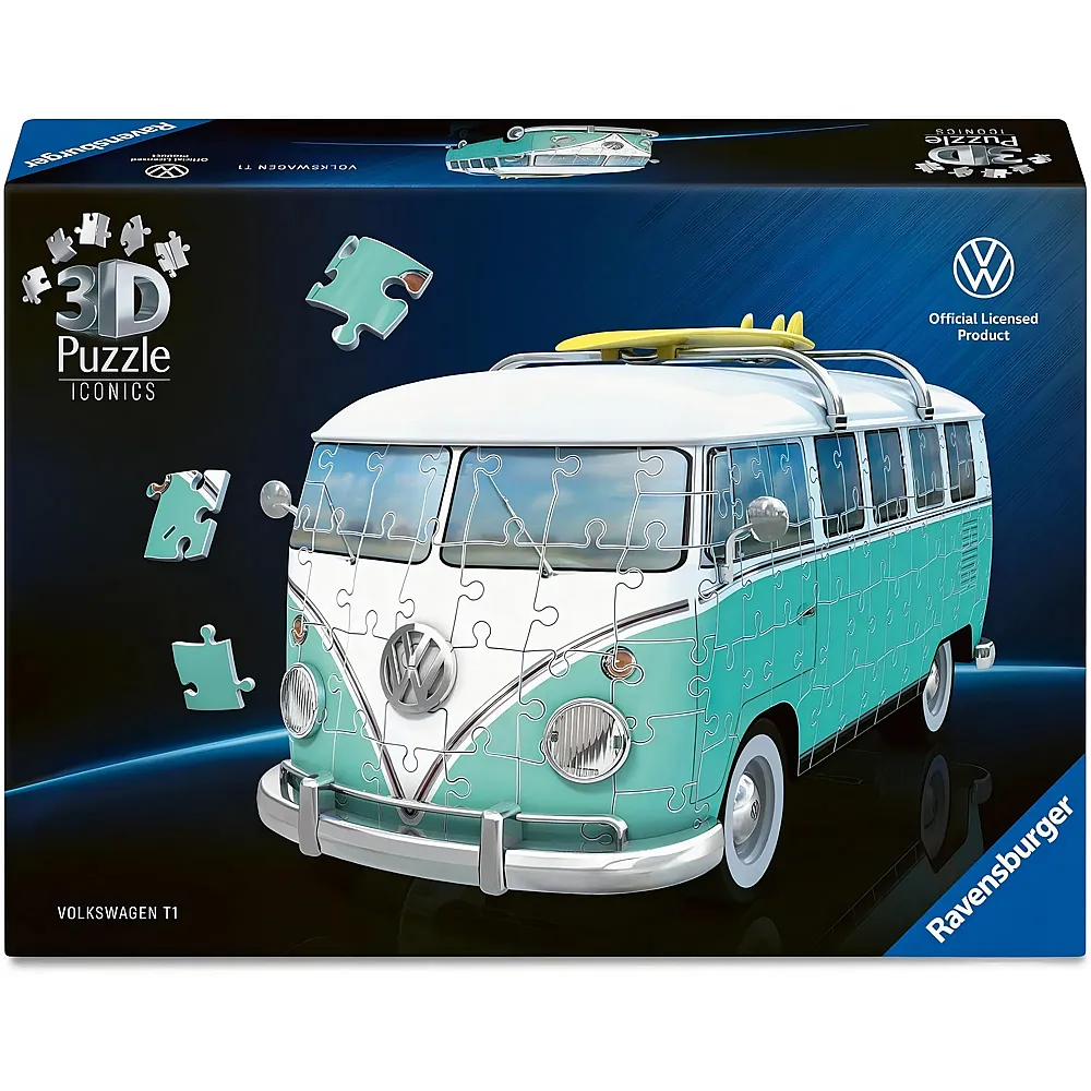 meinspielzeug - Ravensburger Puzzle 3D Iconics: VW T1 Chrom Edition - 162 Teile | 3D Puzzle