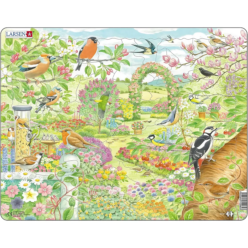 Larsen Puzzle Garten V�gel und Blumen - 60 Teile
