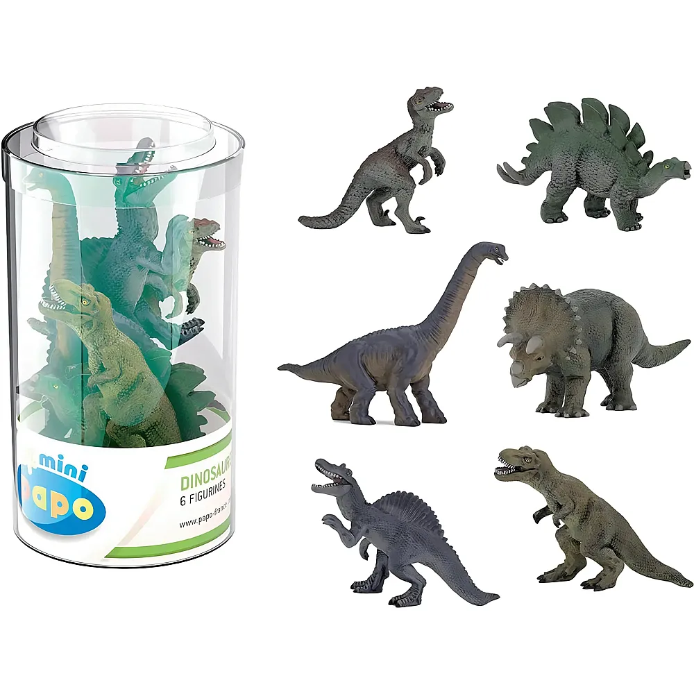 Papo Mini PLUS Dinosaurier Set 1 Kunststoffbehlter, 6 Stck