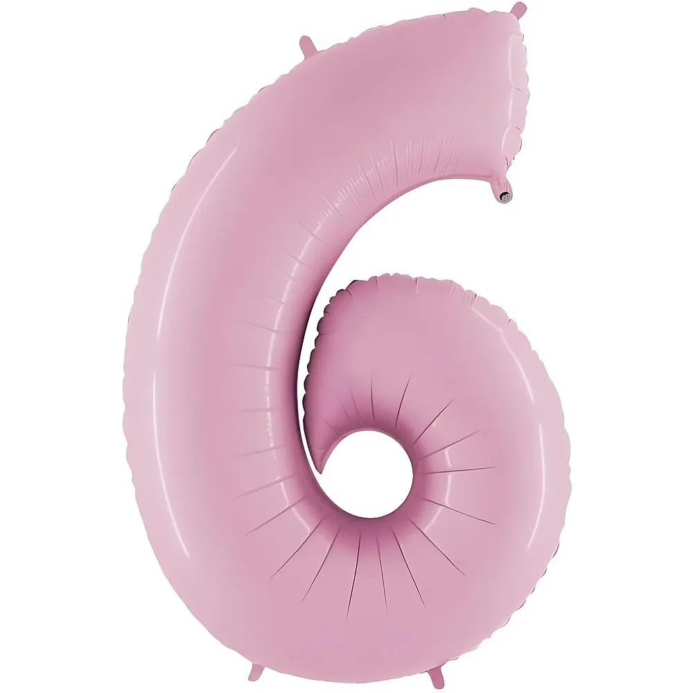 meinspielzeug - Grabo Folienballon Zahl 6 Pastellpink - 66 cm | Folienballone