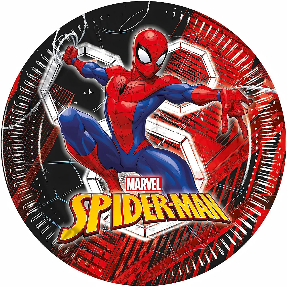 meinspielzeug - Procos Spiderman Pappteller Spiderman 23cm 8Teile | Tischdeko