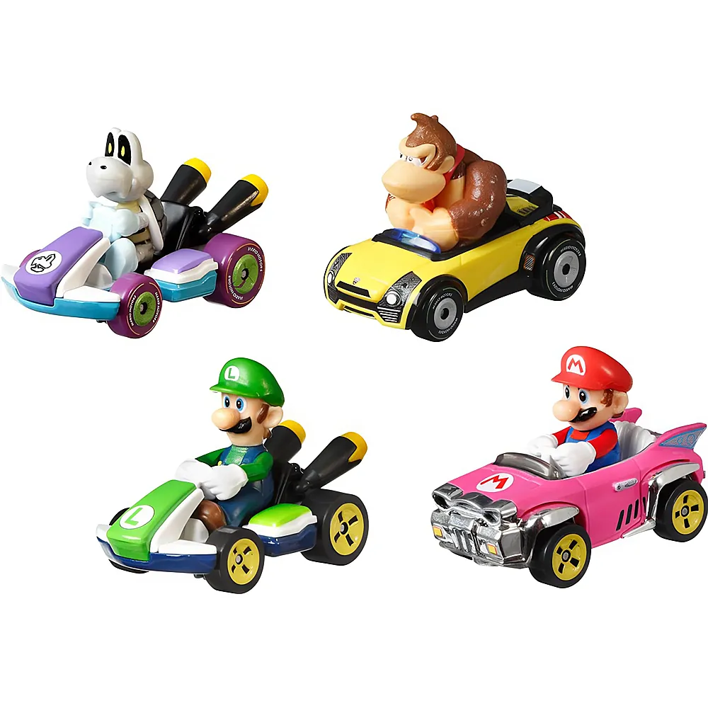 Hot Wheels Super Mario Die-Cast 4er-Pack 1 1:64