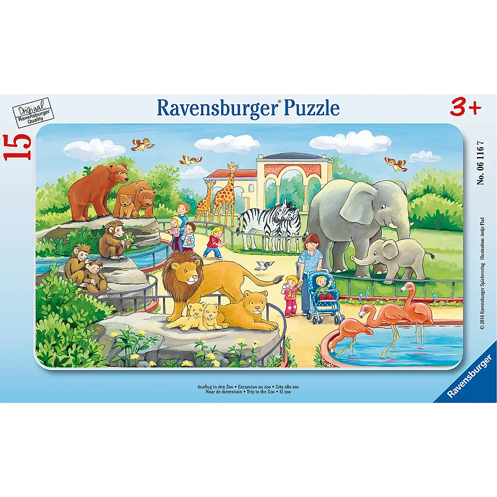 Ravensburger Puzzle Ausflug in den Zoo 15Teile | Rahmenpuzzle