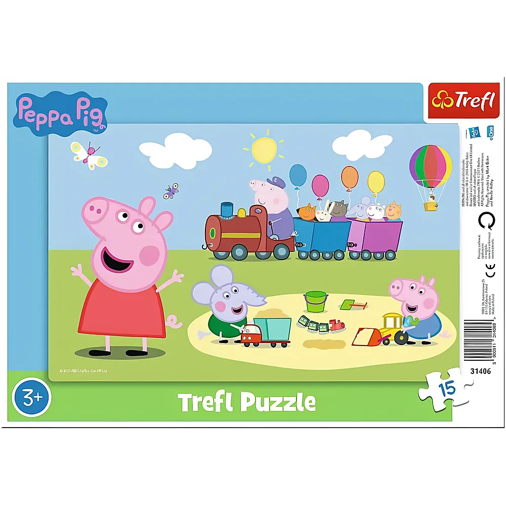 Trefl Puzzle Peppa Pig - 15 Teile - Rahmenpuzzle