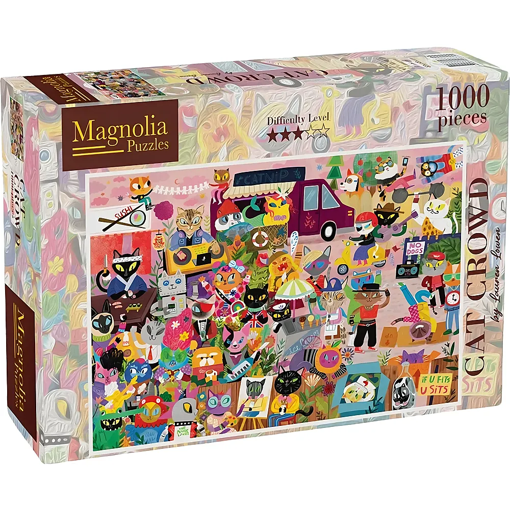 Magnolia Puzzle Lauren Lowen Cat Crowd 1000Teile