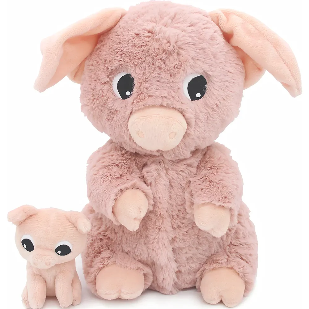 meinspielzeug - Les D�glingos Barbekiou die Schwein-Mama mit Baby - 25 cm | Bauernhoftiere Pl�sch