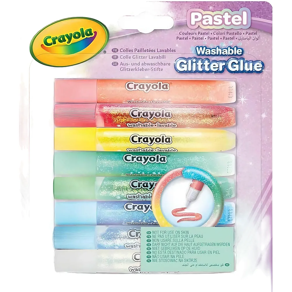 Crayola Pastel - Abwaschbarer Glitzerkleber - 8 Teile | Farbe & Kreide