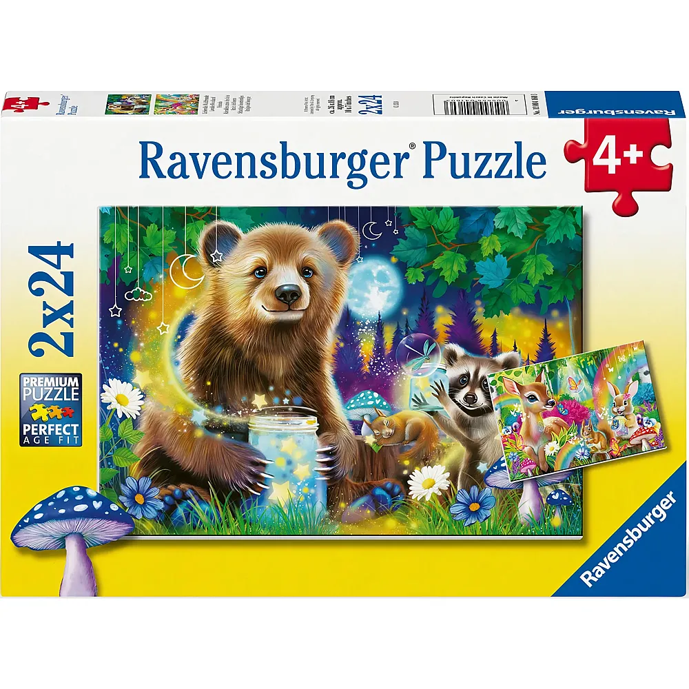 Ravensburger Puzzle 2in1 S�sse Freunde des Waldes - 24 Teile