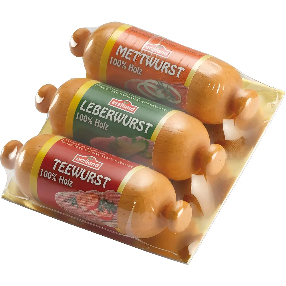 meinspielzeug - Erzi W�rstchen zum Streichen aus Holz | Lebensmittel
