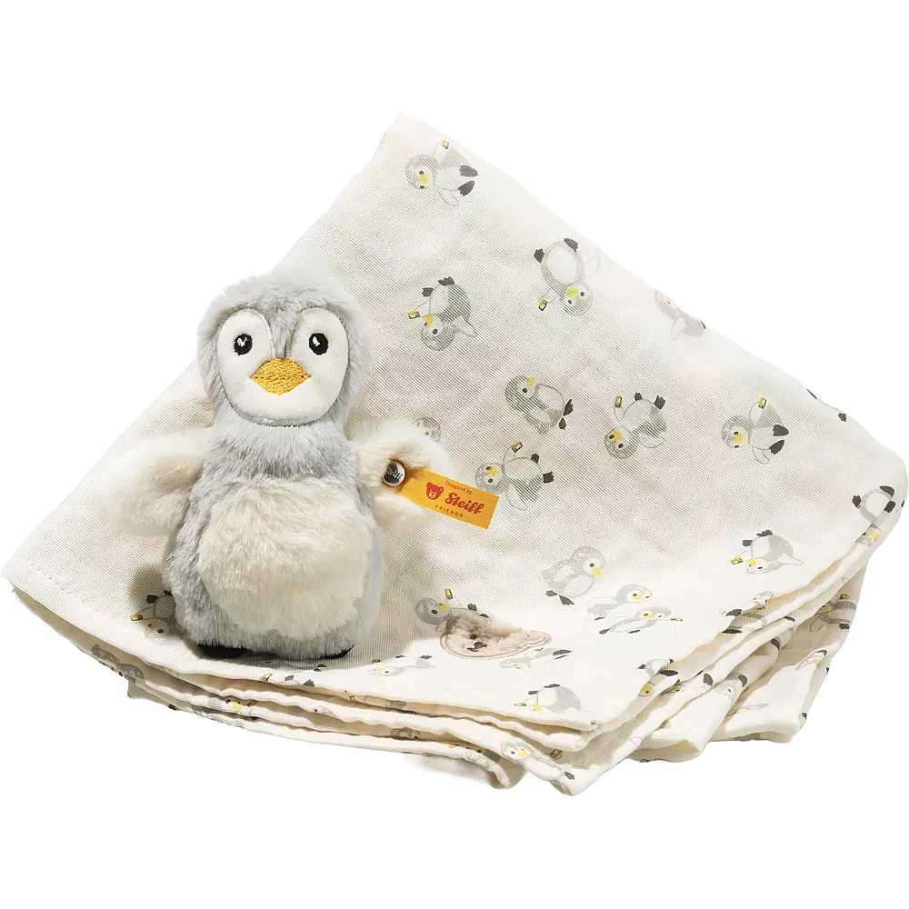 Steiff Geschenkset Lio Pinguin Greifling mit Rassel und Spucktuch