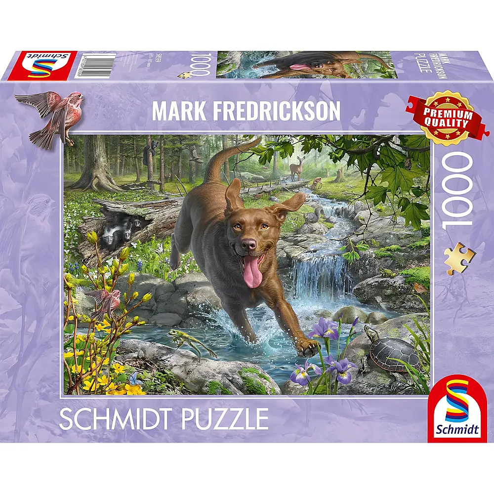 Schmidt Puzzle Mark Fredrickson Fr�hlingsspaziergang mit Labrador Retriever - 1000 Teile
