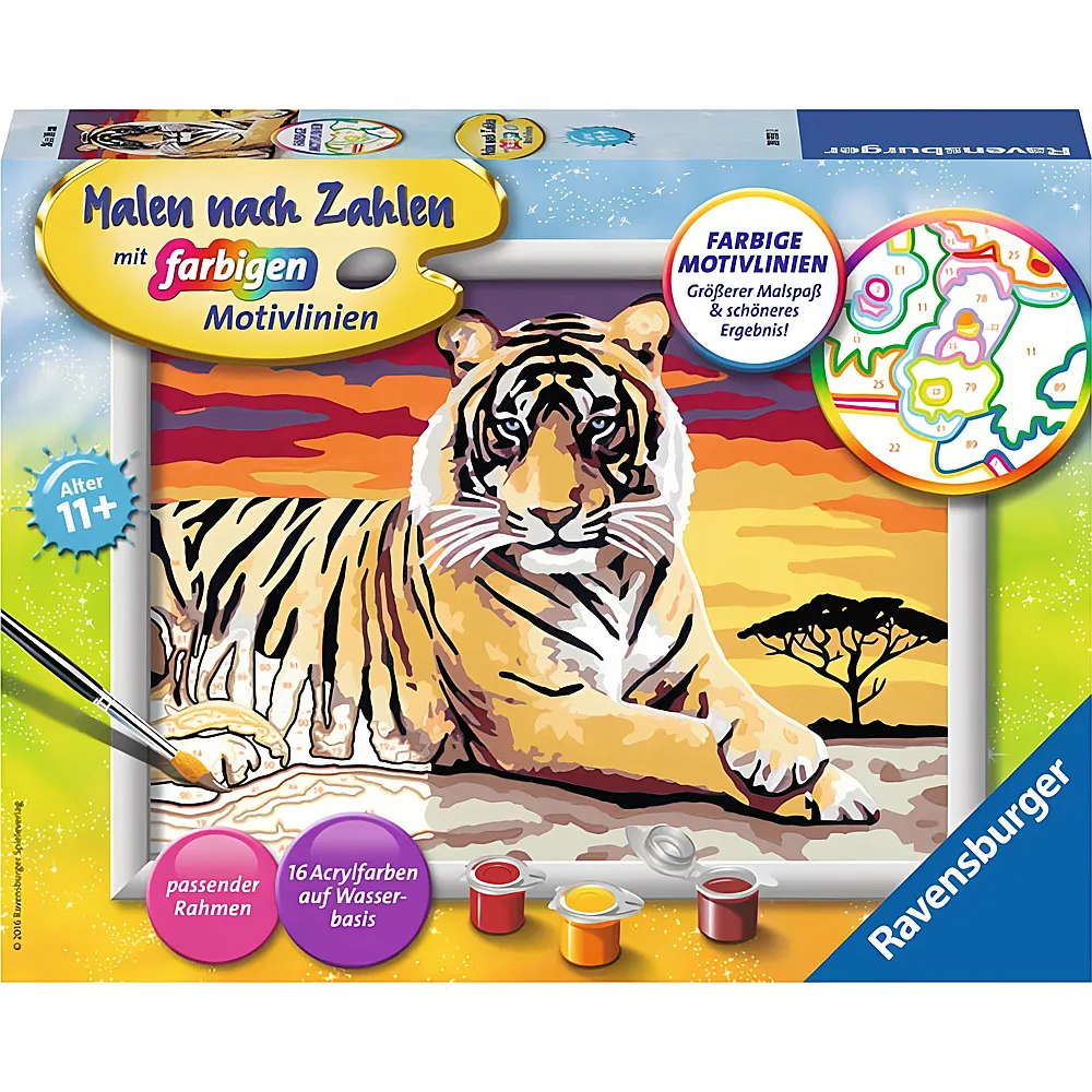 Ravensburger Malen nach Zahlen Farbige Motivlinien Majesttischer Tiger