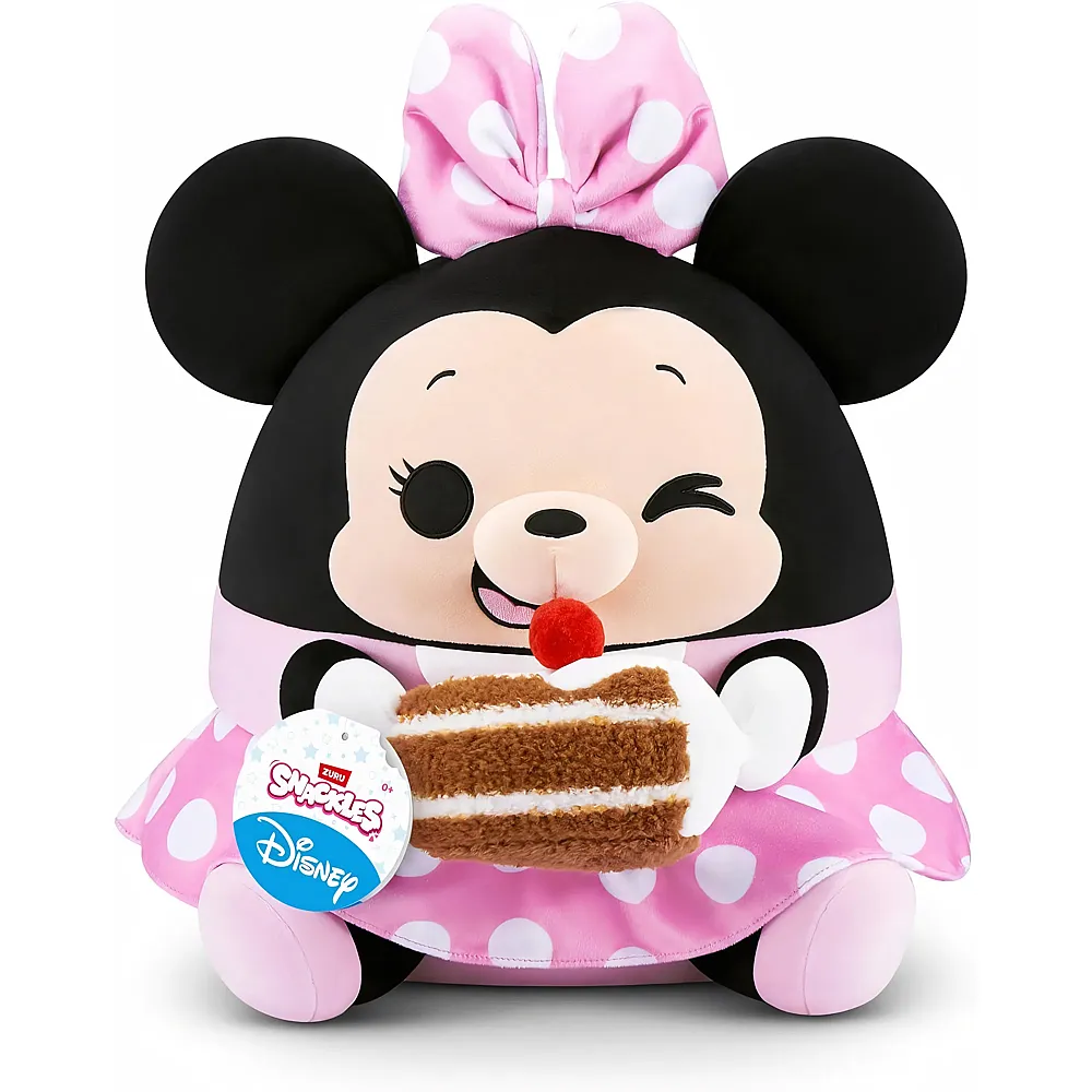 meinspielzeug - Zuru Snackles Disney 35 cm groes Pl�schspielzeug von ZURU, Pl�schspielzeug mit Snack-Accessoire Minnie&Chocolate Cake