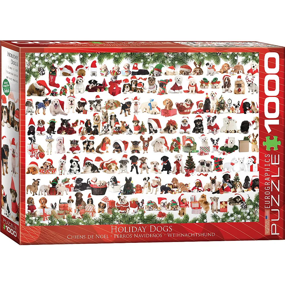 meinspielzeug - Eurographics Puzzle Holiday Dogs 1000Teile | Puzzle 1000 Teile