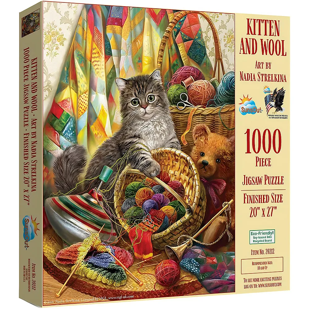 SunsOut Puzzle Nadia Strelkina Kitten and Wool - 1000 Teile