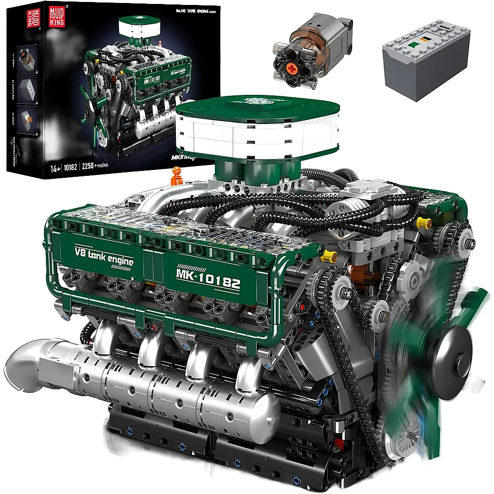 meinspielzeug - Mould King Engines Technik V8 Motor 10182 | Klemmbausteine Fahrzeuge