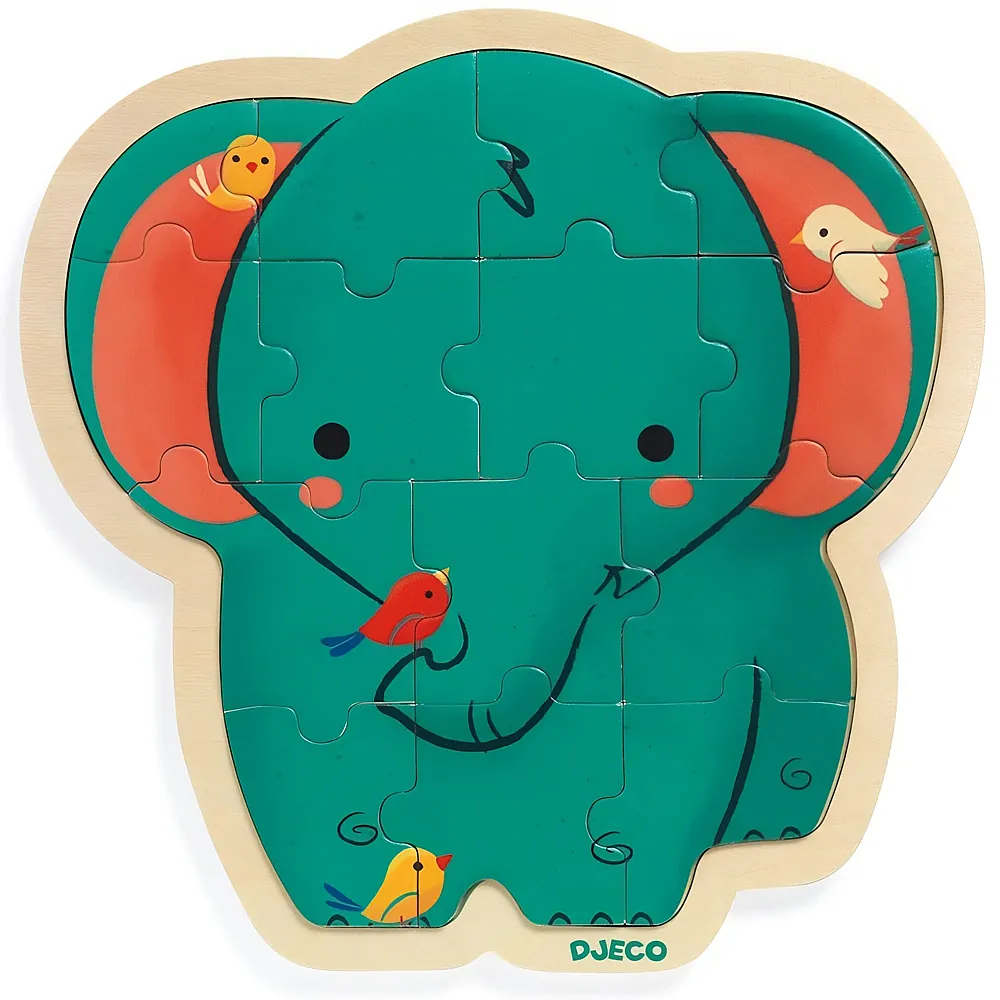 Djeco Puzzle Elefant 14Teile | Kleinkind-Puzzle