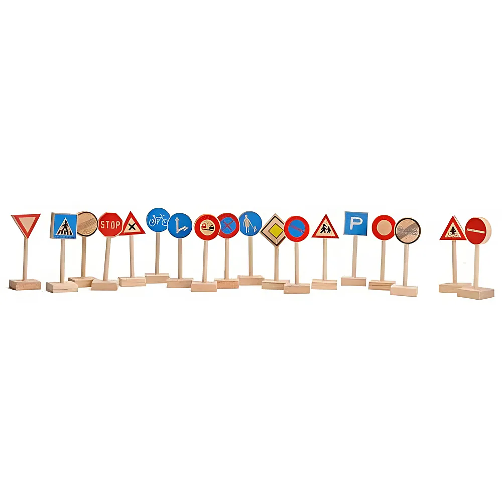 Playwood Verkehrszeichen-Set aus Holz, 18-tlg.
