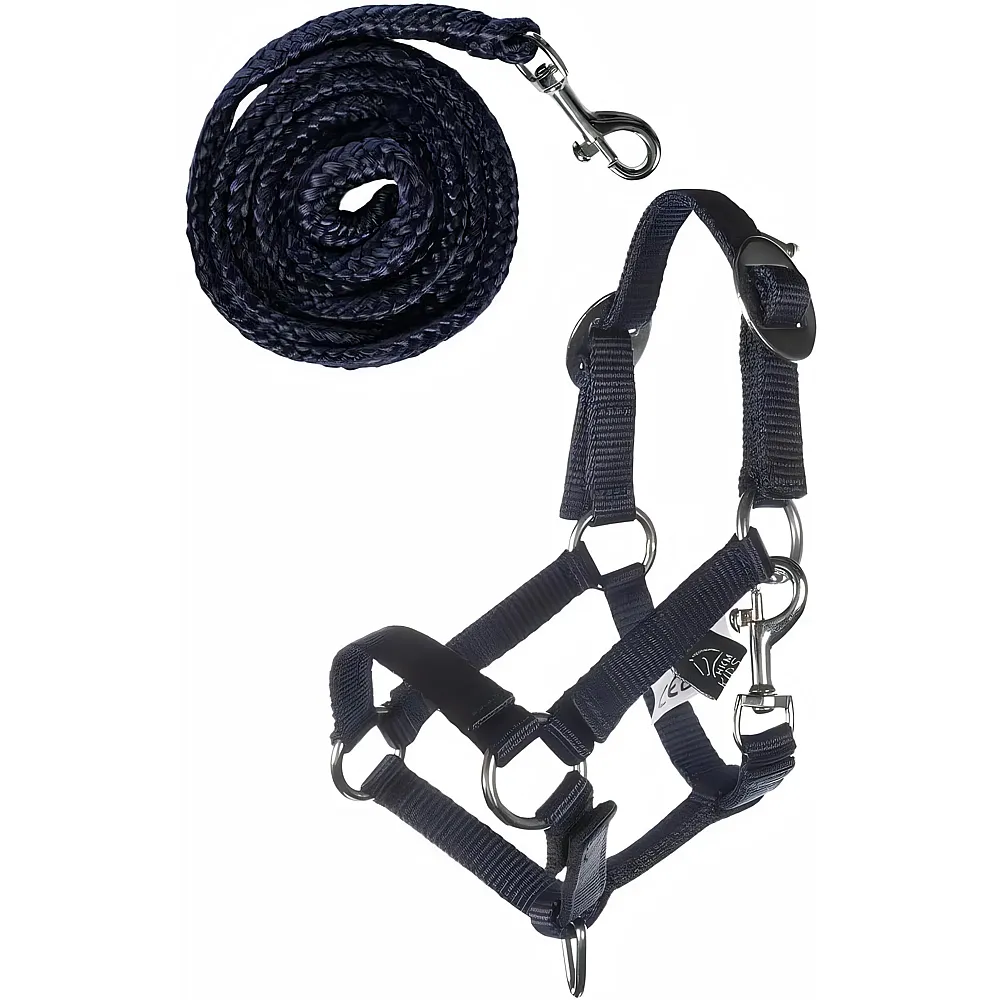 HKM Kids Hobby Horsing Basic Halfter und Strick Dunkelblau