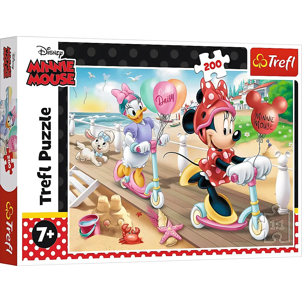Trefl Puzzle Minnie Mouse und Daisy auf dem Scooter - 200 Teile