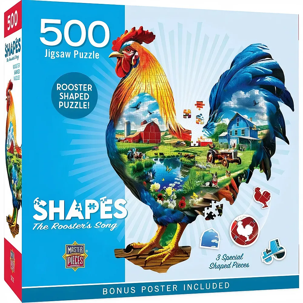 Master Pieces Puzzle Shapes Das Kr�hen des Hahns - 500 Teile
