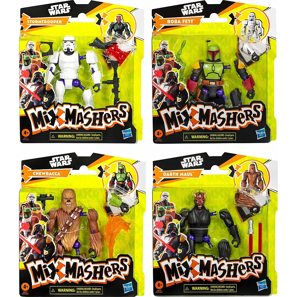 meinspielzeug - Hasbro Mixmashers Star Wars Basic ass. 4-fach ass., Figur ca. 13 cm, 2-3 Zubeh�rteile, ab 4 Jahren