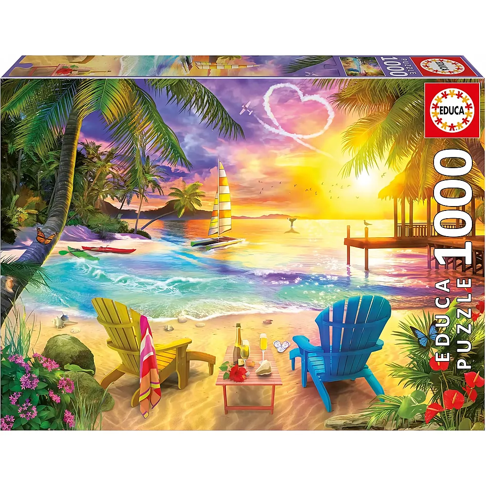 Educa Strand der Liebe inklusive Fix Puzzle-Kleber - 1000 Teile